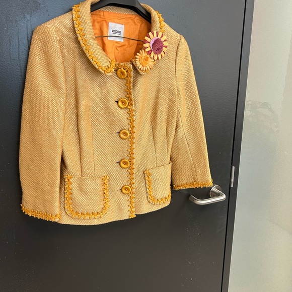 Moschino Cheap and Chic Sz 6 vintage EUC basket weave blazer- ultra fun and lux - Picture 3 of 15